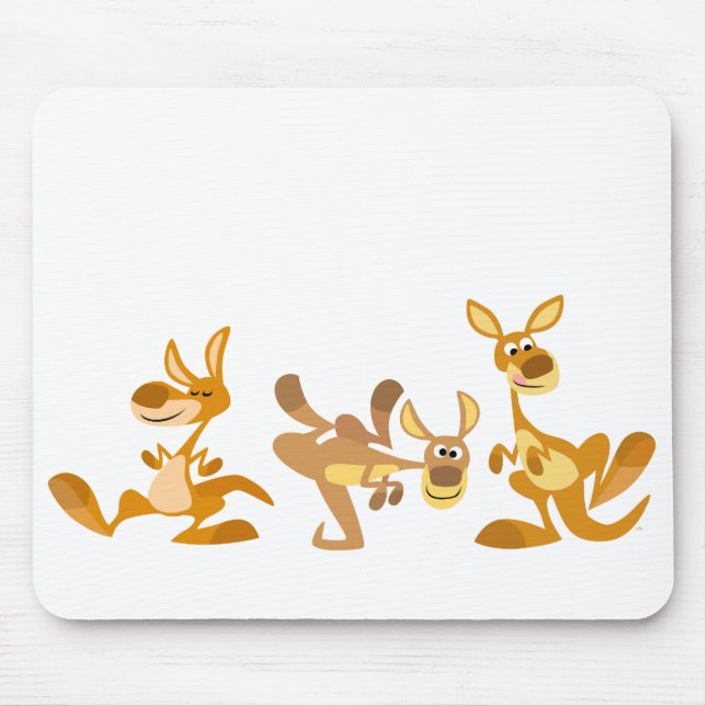Cute Trio of Cartoon Kangaroos Mousepad (Front)