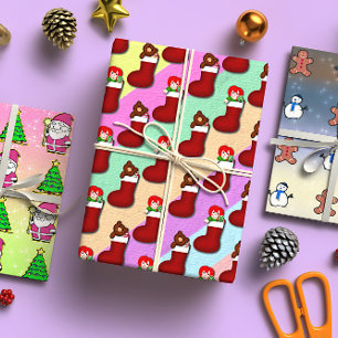 Cute Triple Delight Christmas Wrapping Paper Sheet