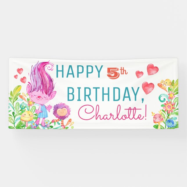 Cute Troll Birthday Party Banners (Horizontal)