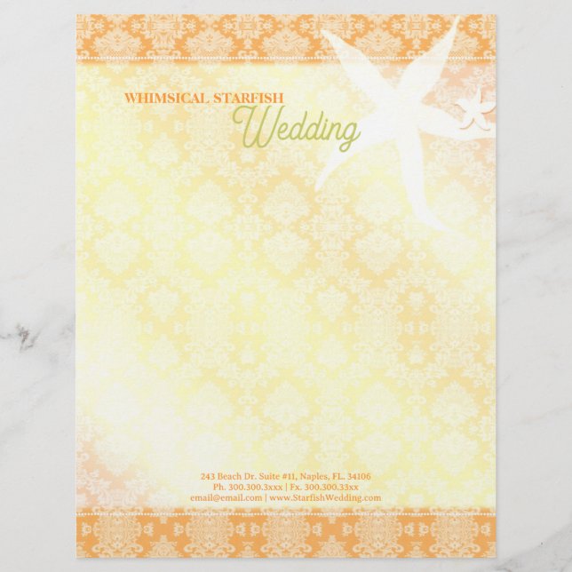 Cute Tropcial Starfish Massage Spa Business Letterhead Design (Front)