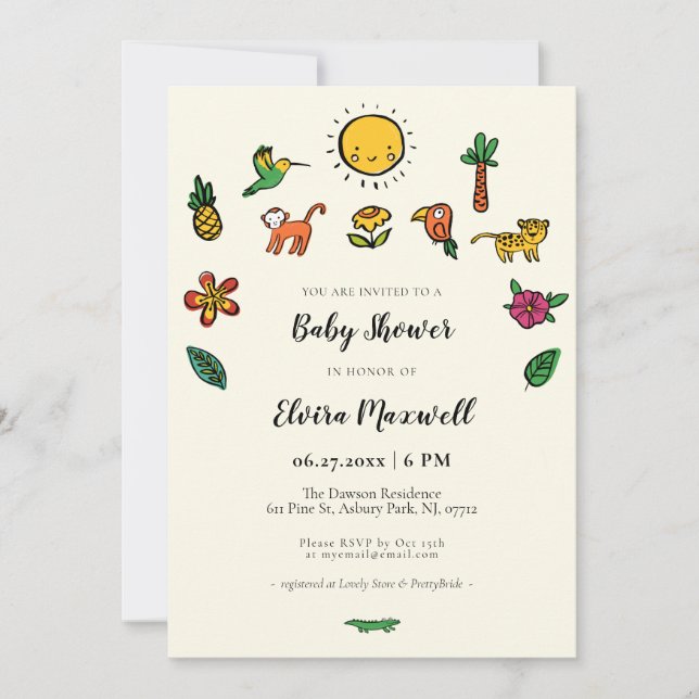 Cute tropical Baby shower Invitation (Front)