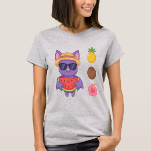 Cute Tropical Bat Watermelon Beach T-Shirt
