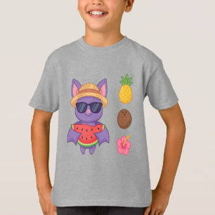 Cute Tropical Bat Watermelon Beach T-Shirt