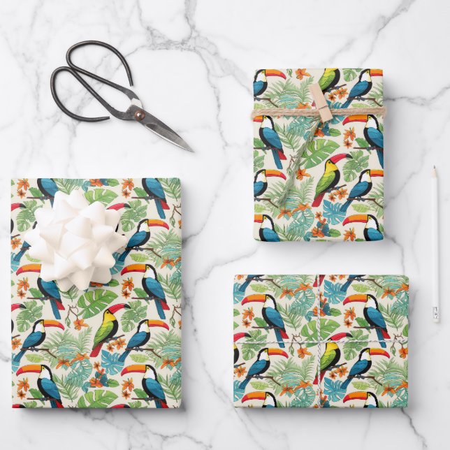 Cute Tropical beach bird tile pattern Wrapping Paper Sheet (Front)
