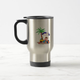 Cute Tropical Beach Coconut Travel Mug