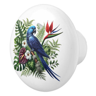 Cute tropical beach house bird ceramic knob