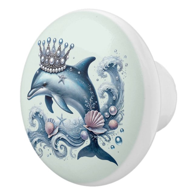 Cute tropical beach house dolphins  ceramic knob (Right)