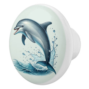 Cute tropical beach house dolphins ceramic knob