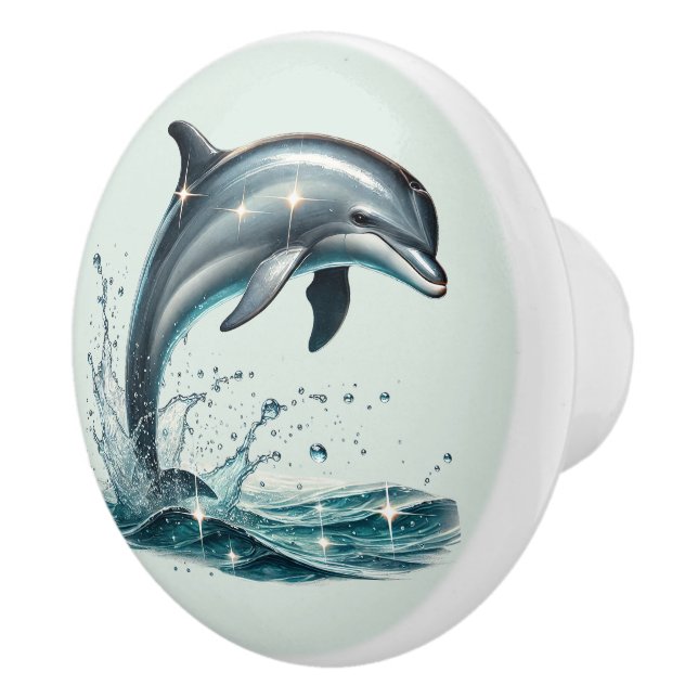 Cute tropical beach house dolphins  ceramic knob (Right)