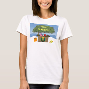 Cute Tropical Beach Tiki Hut Bar Christmas T-Shirt