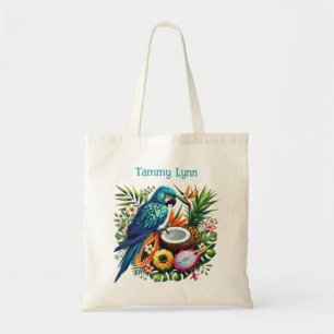 Cute Tropical bird add name Tote Bag