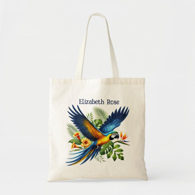 Cute Tropical bird add name  Tote Bag (Front)