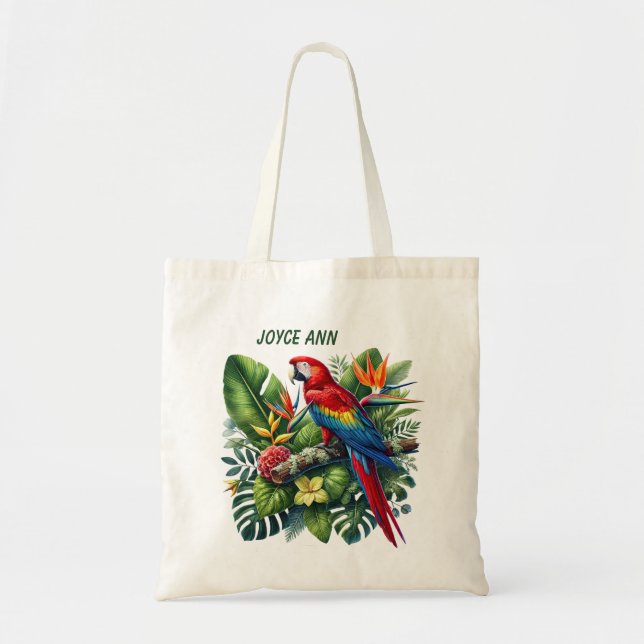 Cute Tropical bird add name Tote Bag (Front)