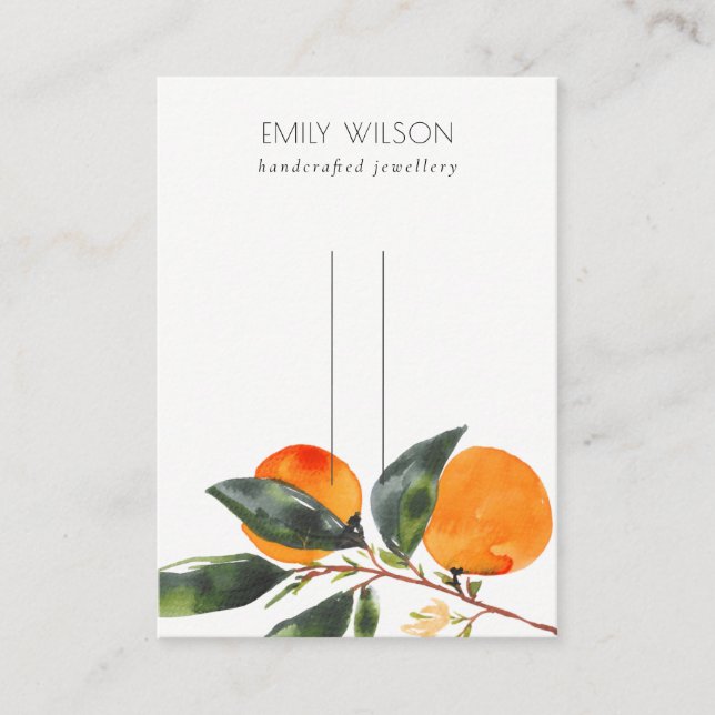 Cute Tropical Boho Mandarin Hairclips Pin Display Business Card (Front)