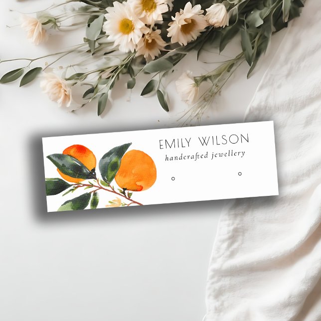 Cute Tropical Boho Mandarin Stud Earring Display Mini Business Card (Creator Uploaded)