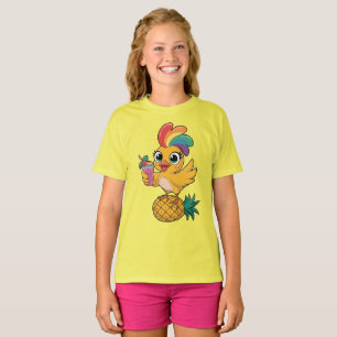 Cute Tropical Chicken with Rainbow Feathers T-Shirt