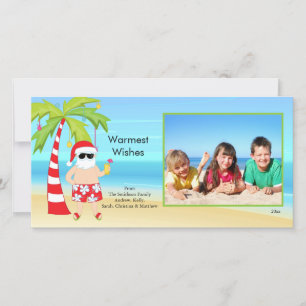 Cute Tropical Christmas Santa Family Photo Card. Holiday Card