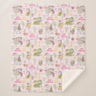 Cute Tropical Christmas Sherpa Blanket