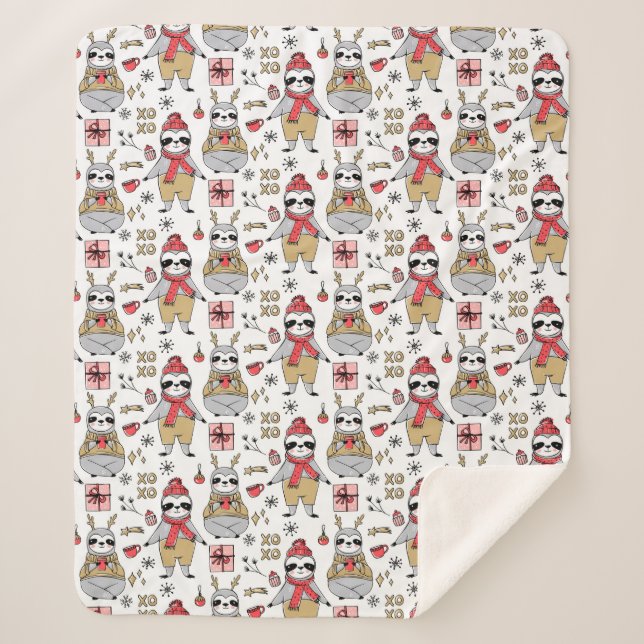 Cute Tropical Christmas Sherpa Blanket (Front)