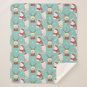 Cute Tropical Christmas Sherpa Blanket