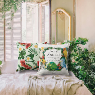 Cute Tropical Exotic baby Parrots Boy Nursery Cushion