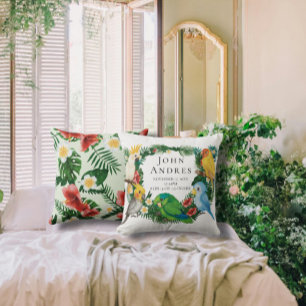 Cute Tropical Exotic baby Parrots Boy Nursery Cushion