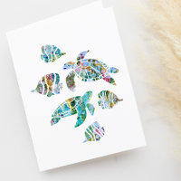 Cute Tropical Fish and Sea Turtles Blank