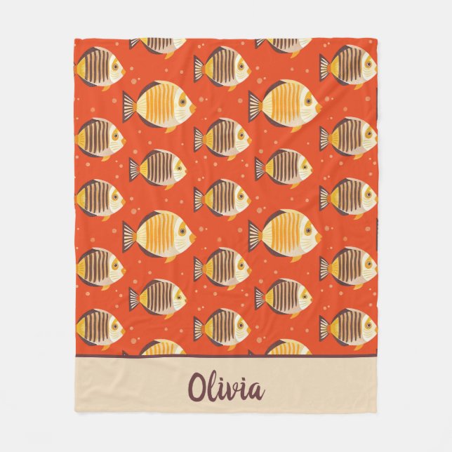 Cute Tropical Fish Pattern  Fleece Blanket (Front)