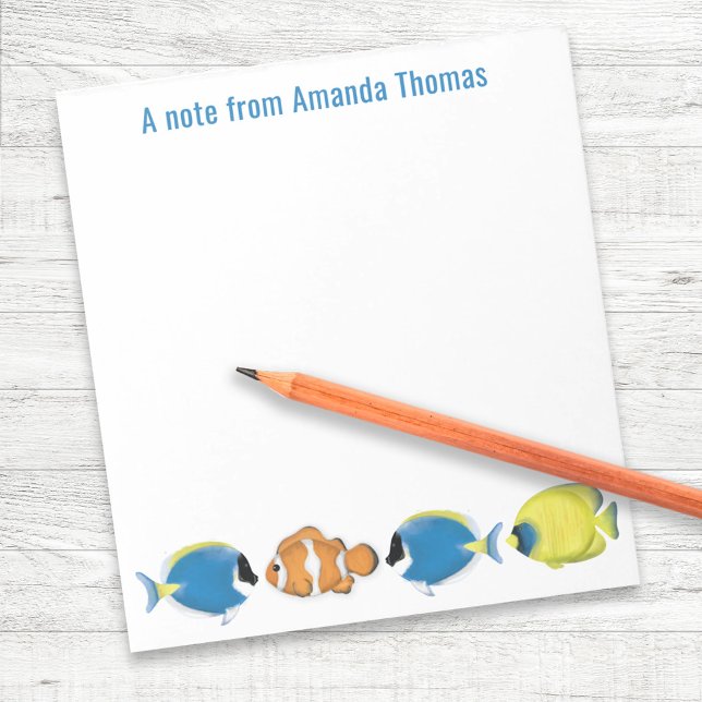 Cute Tropical Fish Personalised Notepad (Tropical fish personalized notepad.)