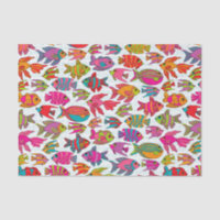 Cute Tropical Fish Pink Turquoise Green Pattern