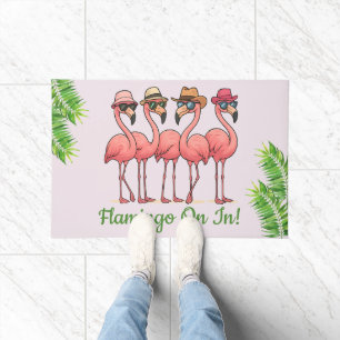 Cute Tropical Flamingo Doormat