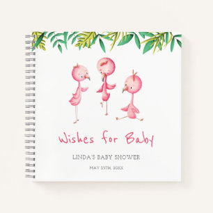 Cute Tropical Flamingo Wishes for Baby Guest Book