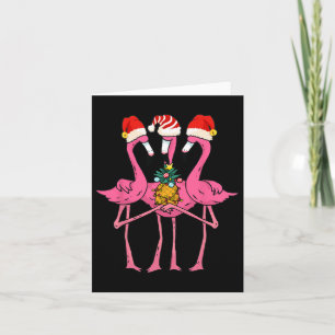 Cute Tropical Flamingos And Pineapple Christmas In Card