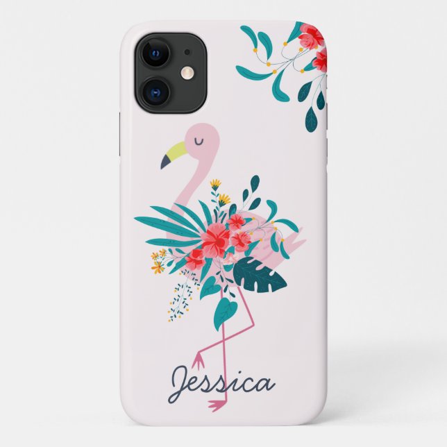 Cute Tropical Floral Flamingo Case-Mate iPhone Case (Back)