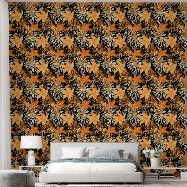 Cute Tropical floral pattern tiled beach house Wallpaper (Bedroom)