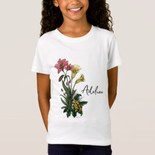 Cute Tropical Frog and Lily Botanical Floral Art T-Shirt