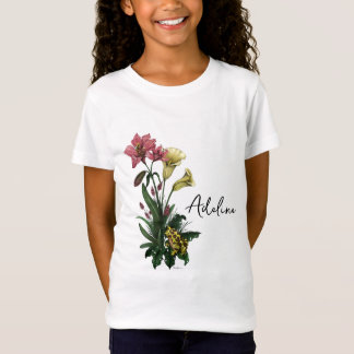 Cute Tropical Frog and Lily Botanical Floral Art T-Shirt