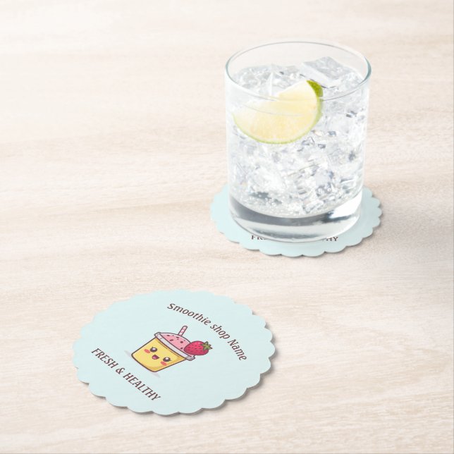 Cute Tropical Fruit Smoothies Fruit Kitchen shop Paper Coaster (Insitu)