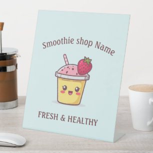 Cute Tropical Fruit Smoothies Fruit Kitchen shop Pedestal Sign