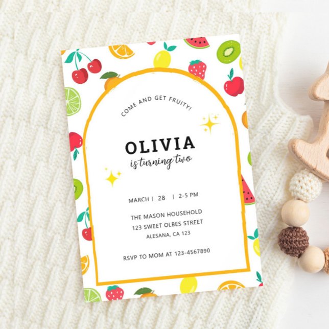 Cute Tropical Fruits Birthday Summer Theme Invitation (Creator Uploaded)
