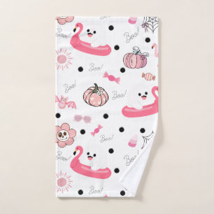 Cute Tropical Halloween – Ghosts & Flam Hand Towel