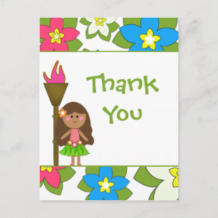 Cute tropical hula girls thank you postcard