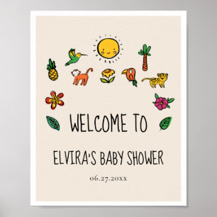 Cute tropical jungle Baby shower welcome Poster