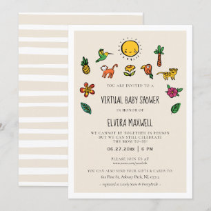 Cute tropical jungle Virtual Baby shower Invitation