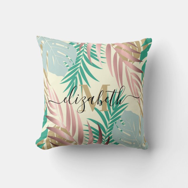 Cute Tropical Leaves Cushion (Front)
