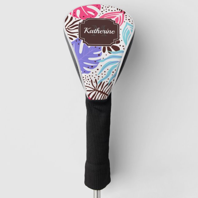 Cute Tropical Leaves Golf Head Cover (Front)