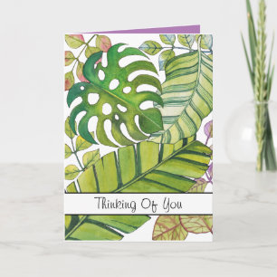 Cute Tropical Leaves In Watercolor Card