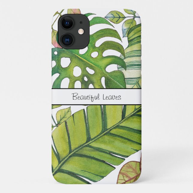 Cute Tropical Leaves In Watercolor Case-Mate iPhone Case (Back)