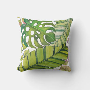 Cute Tropical Leaves In Watercolor Cushion