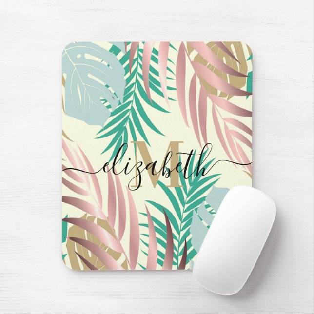 Cute Tropical Leaves Mouse Mat (With Mouse)